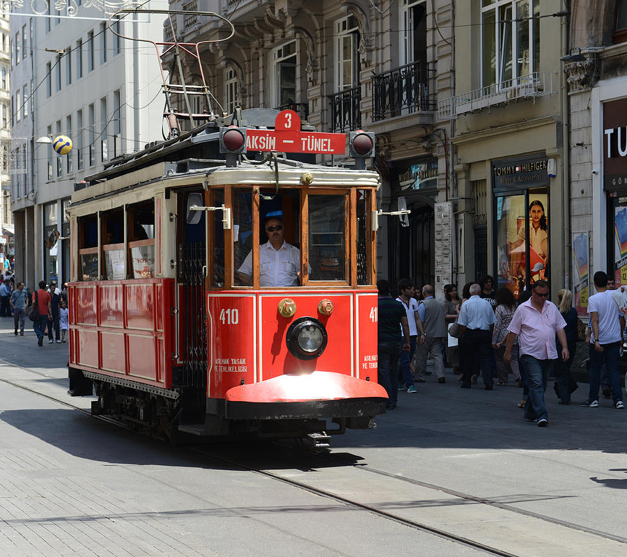 Istanbul Turkey Red Trolley #2 Photograph by Brandon Bourdages