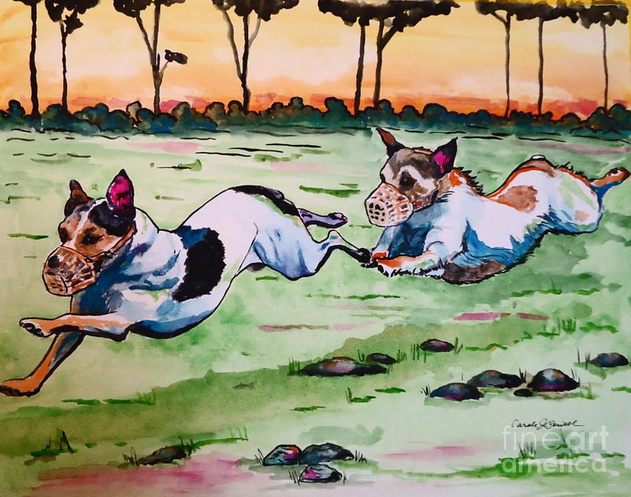 Jack Russells Racing #2 Painting by Carole Powell