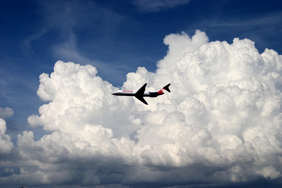 Transportation Photograph - Jetliner and Clouds #1 by Carl Purcell