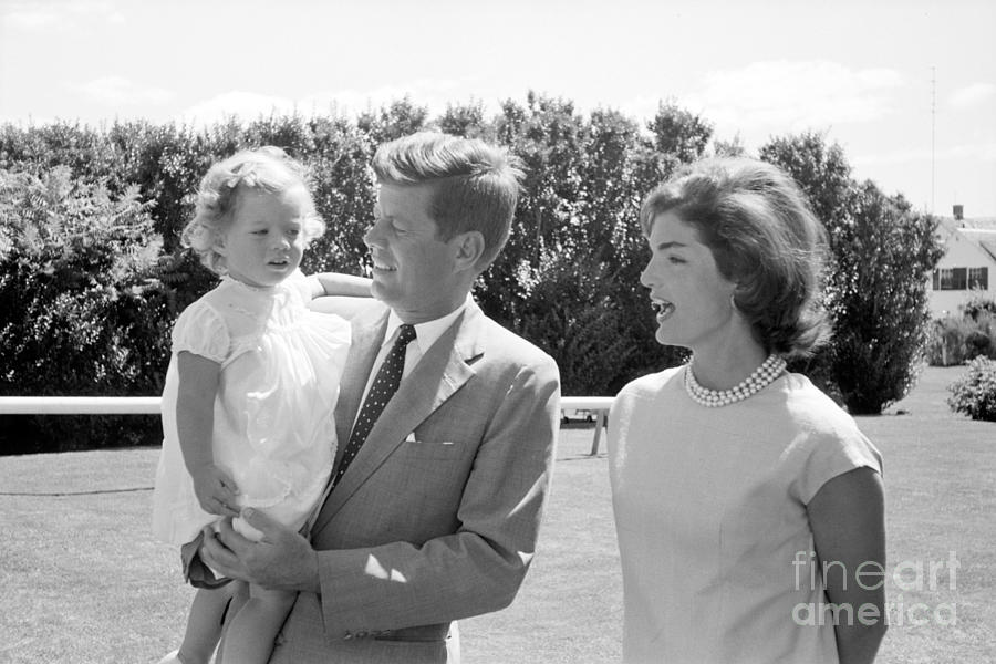 John F. Kennedy with Jacqueline and Caroline 1959 Photograph by The Harrington Collection
