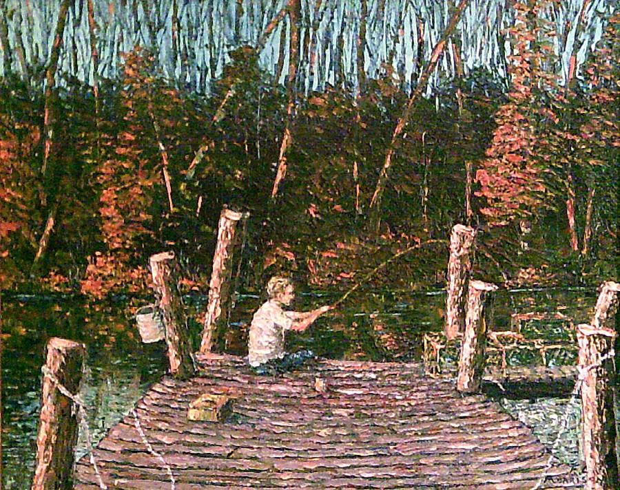 Landscape Painting - Jons dock by Frank Morrison