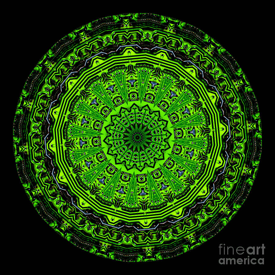 Kaleidoscope of Glowing Circuit Board #2 Digital Art by Amy Cicconi