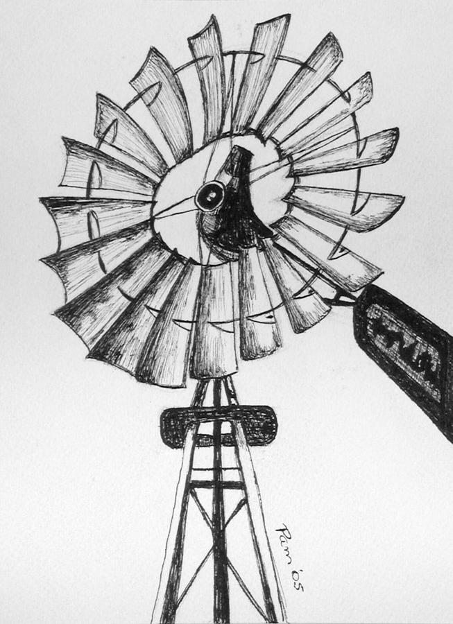 Windmill Painting - Kansas Windmill #2 by Pam Belcher