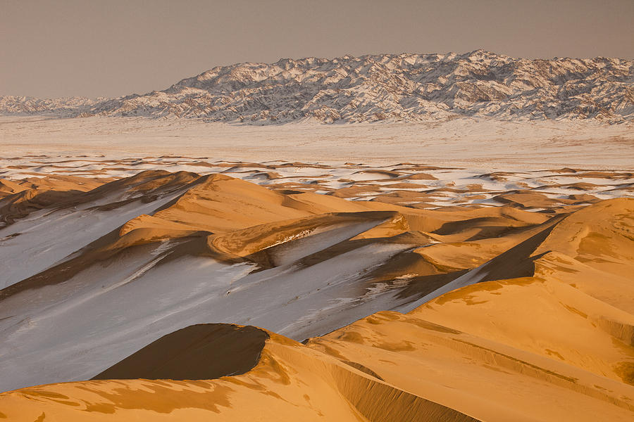 Khongor Sand Dunes In Winter Gobi Desert #2 Photograph by Colin Monteath