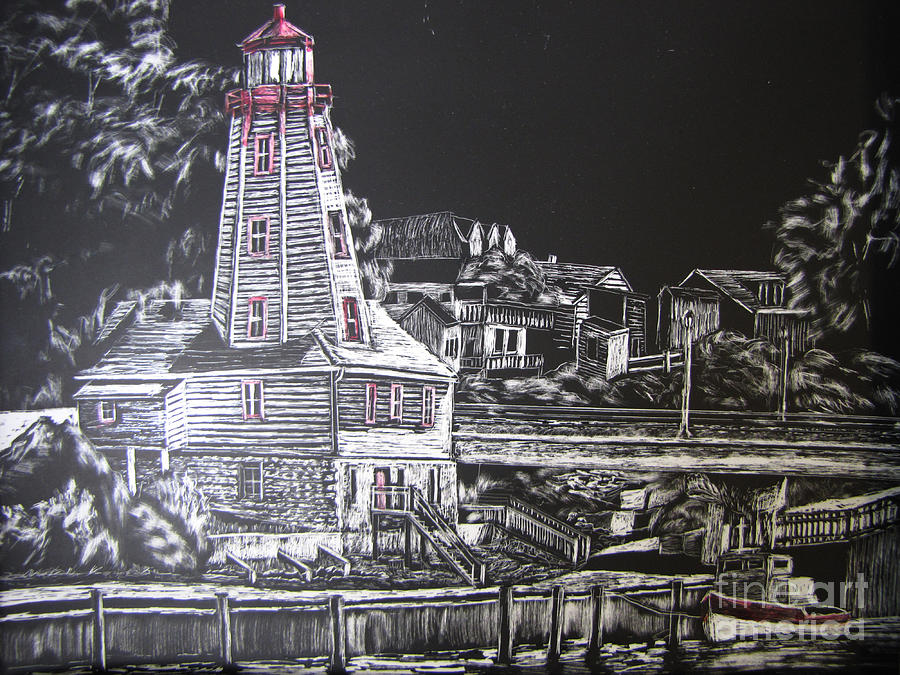 Kincardine Lighthouse #2 Drawing by Bev Morgan