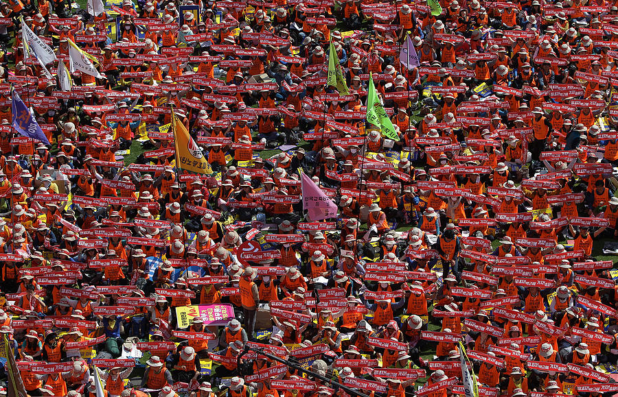 Korean Confederation Of Trade Unions (kctu) Goes On Strike Photograph by Chung Sung-Jun Korean Confederation Of Trade Unions (kctu) Goes On Strike Photograph by Chung Sung-Jun