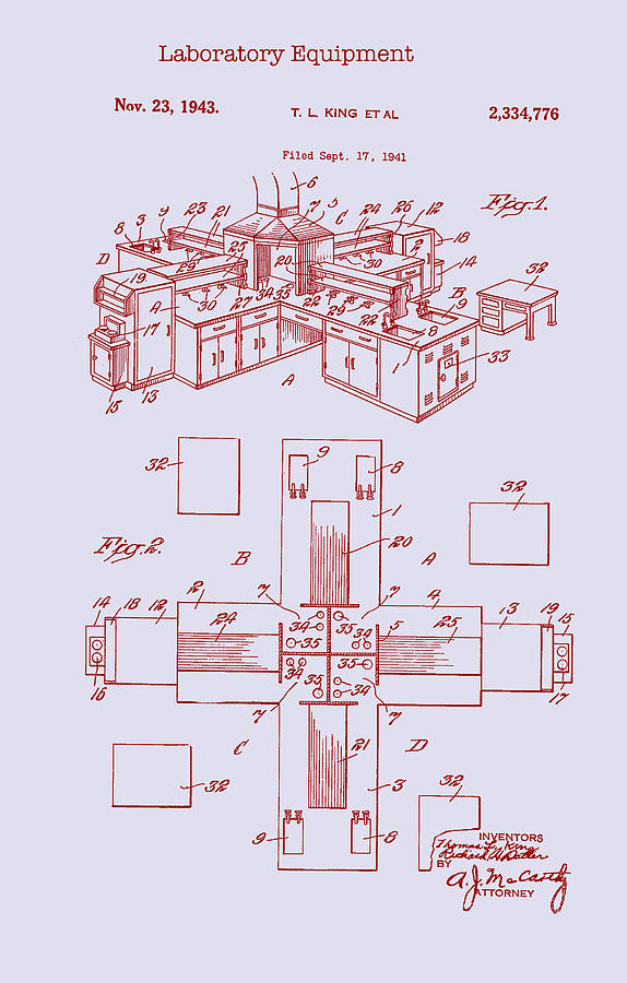Laboratory Equipment Patent 1943 #2 Drawing by Mountain Dreams