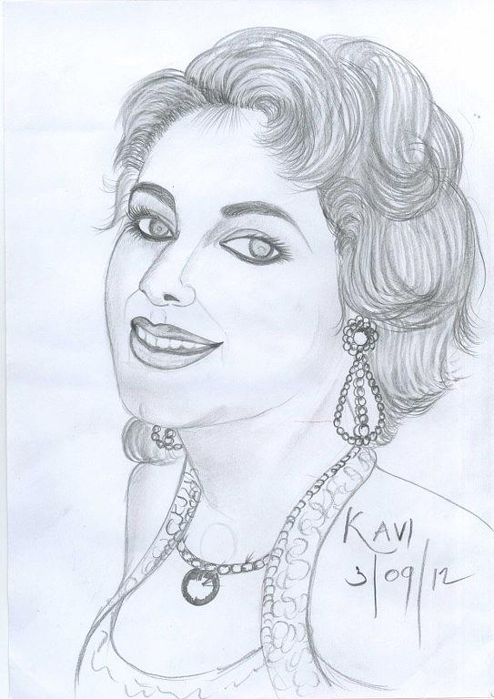 Lady #2 Drawing by Kaveind Kavi Mk
