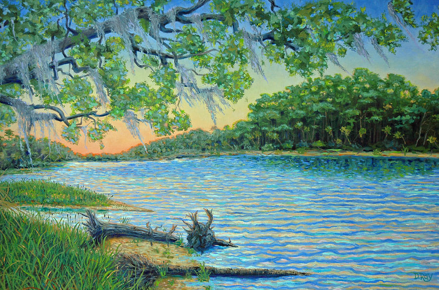 Lagoon at Hunting Island Painting by Dwain Ray