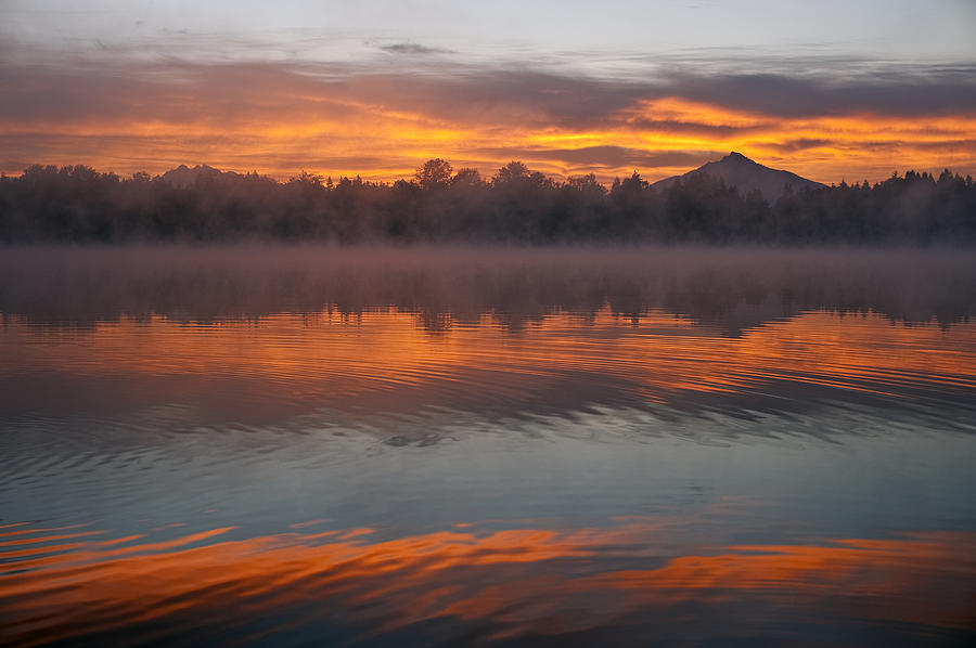 Lake Cassidy reflections dramatic clouds #2 Photograph by Jim Corwin