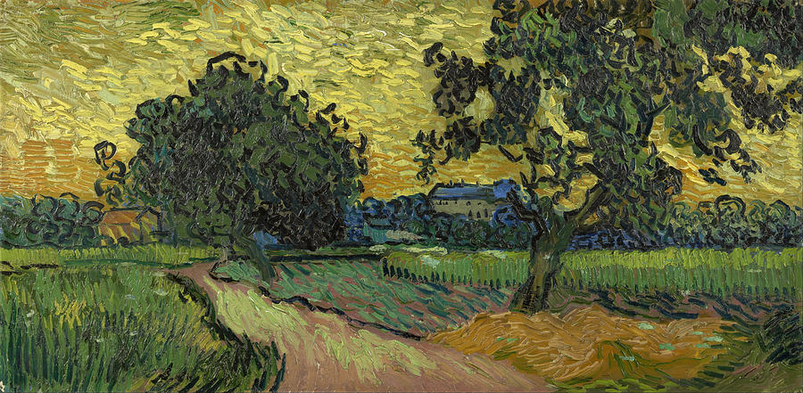 Landscape At Twilight #2 Painting by Vincent Van Gogh