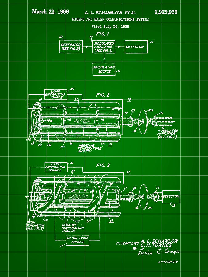 Cutting Digital Art - Laser Patent 1958 - Green by Stephen Younts