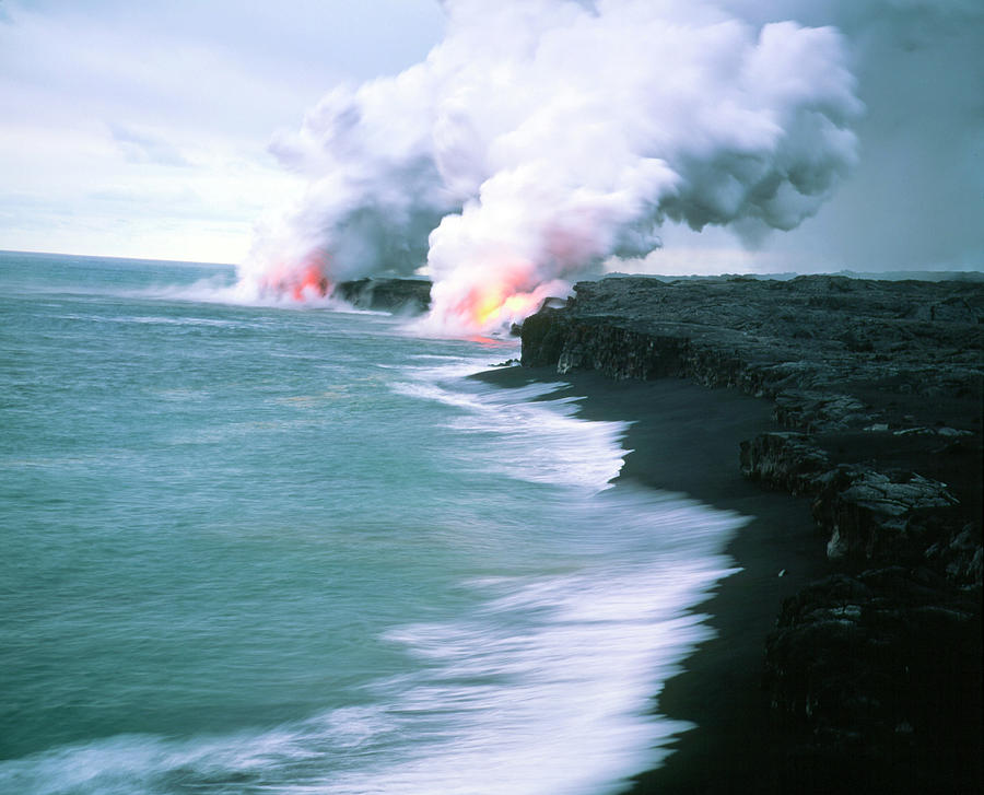 Lava Flow Reaching The Coast #2 Photograph by Simon Fraser/science Photo Library