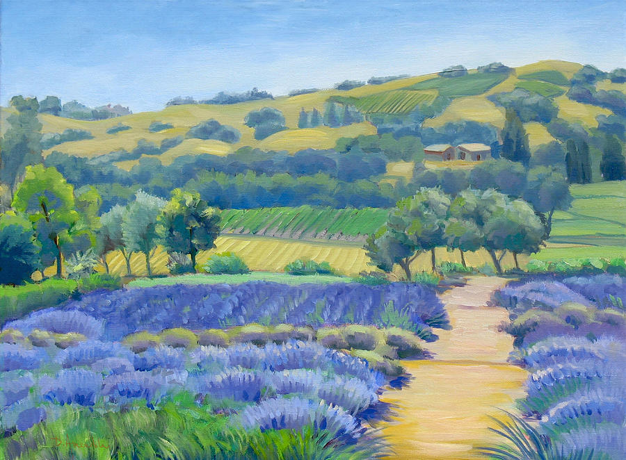 Lavender Field Painting by Dominique Amendola