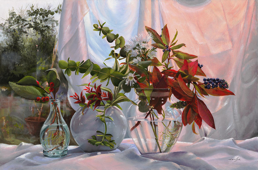 Le foglie rosse #2 Painting by Danka Weitzen