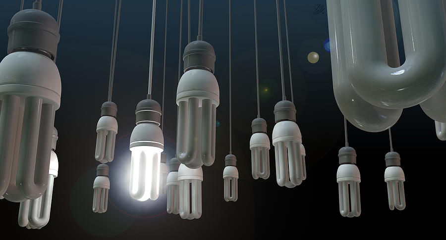 Globe Digital Art - Leadership Hanging Lightbulb #2 by Allan Swart