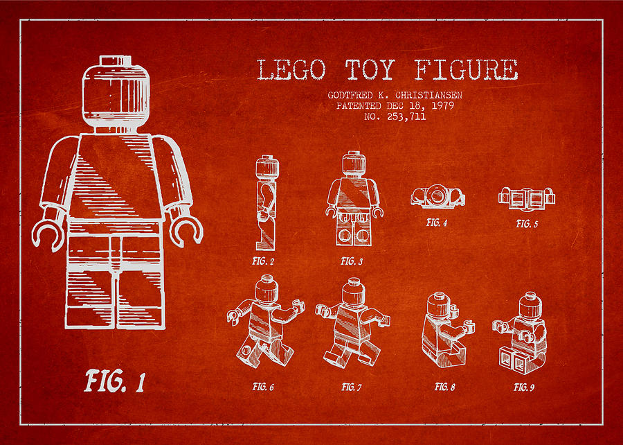 Lego Toy Figure Patent Drawing Digital Art