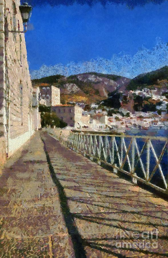Light and shadow in Hydra island #4 Painting by George Atsametakis