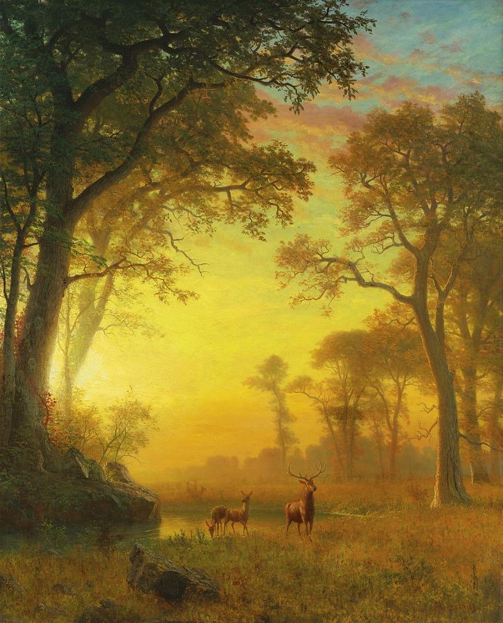 Albert Bierstadt  Painting - Light in the Forest #3 by Albert Bierstadt
