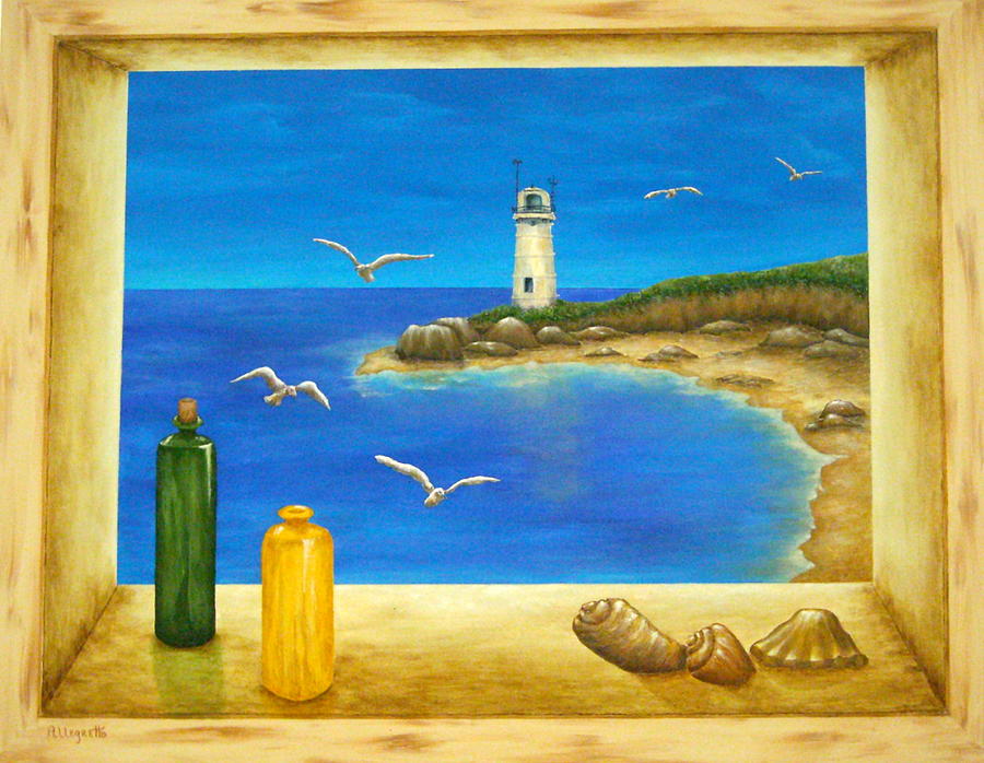 Bird Painting - Lighthouse View #2 by Pamela Allegretto