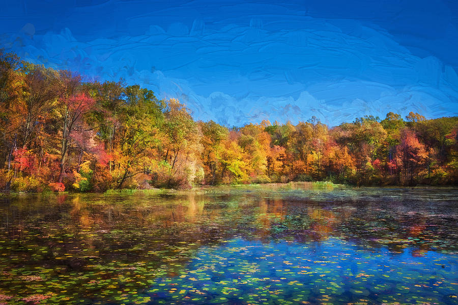 Lily Pads Lake Emma Rockaway Township NJ Painted  #2 Photograph by Rich Franco