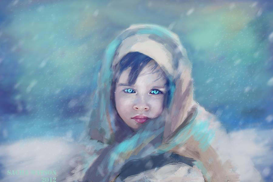 Winter Digital Art - Little Girl #1 by Andra Watson