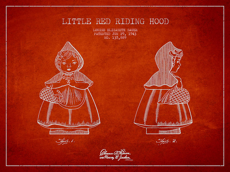 Vintage Digital Art - Little Red Riding Hood Patent Drawing from 1943 #3 by Aged Pixel