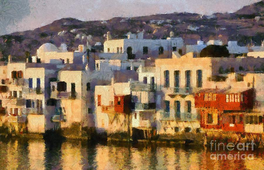 Little Venice in Mykonos island #8 Painting by George Atsametakis