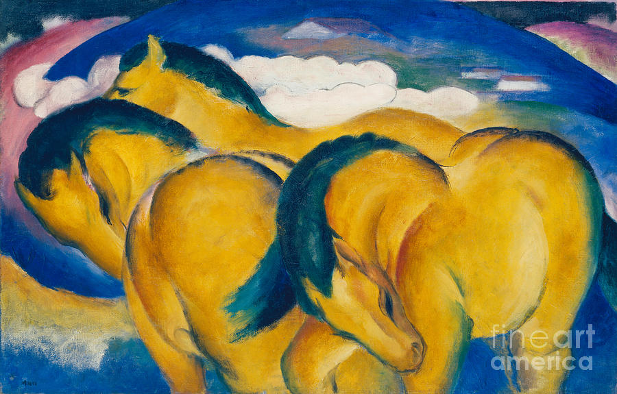 Little Yellow Horses, 1912 Painting by Franz Marc