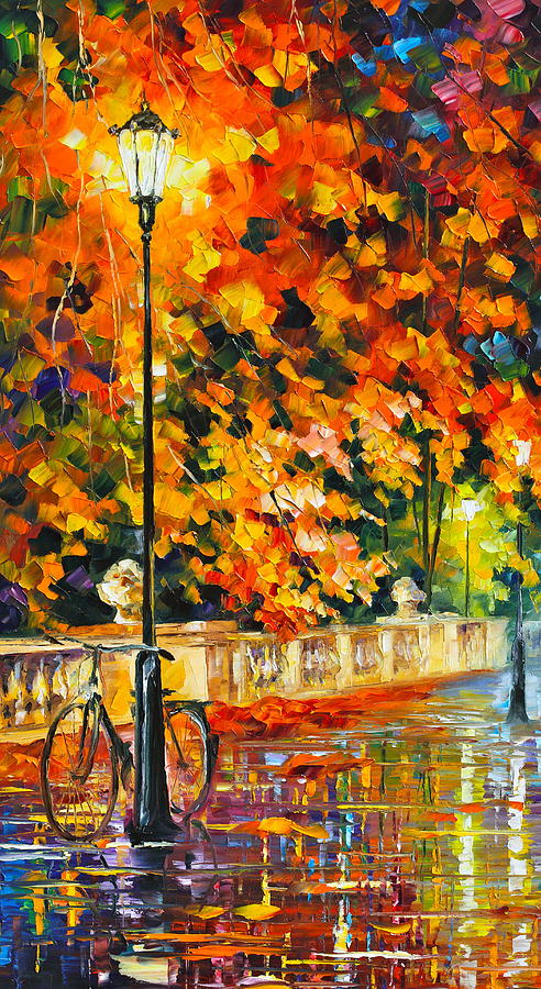 Landscape Painting - Lonely Bicycle by Leonid Afremov Landscape Painting - Lonely Bicycle by Leonid Afremov