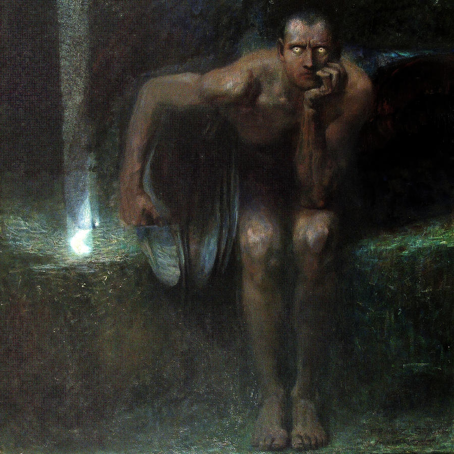 Lucifer  #5 Painting by Franz von Stuck
