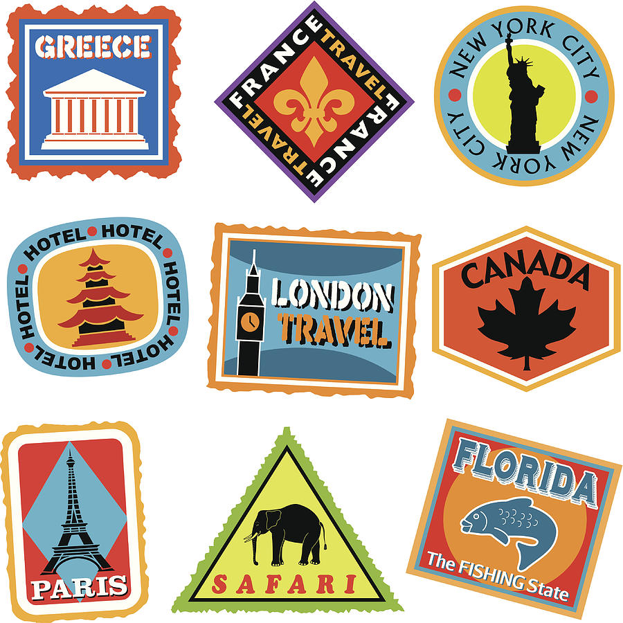 Luggage Labels Or Travel Stickers #2 Drawing by Kathykonkle
