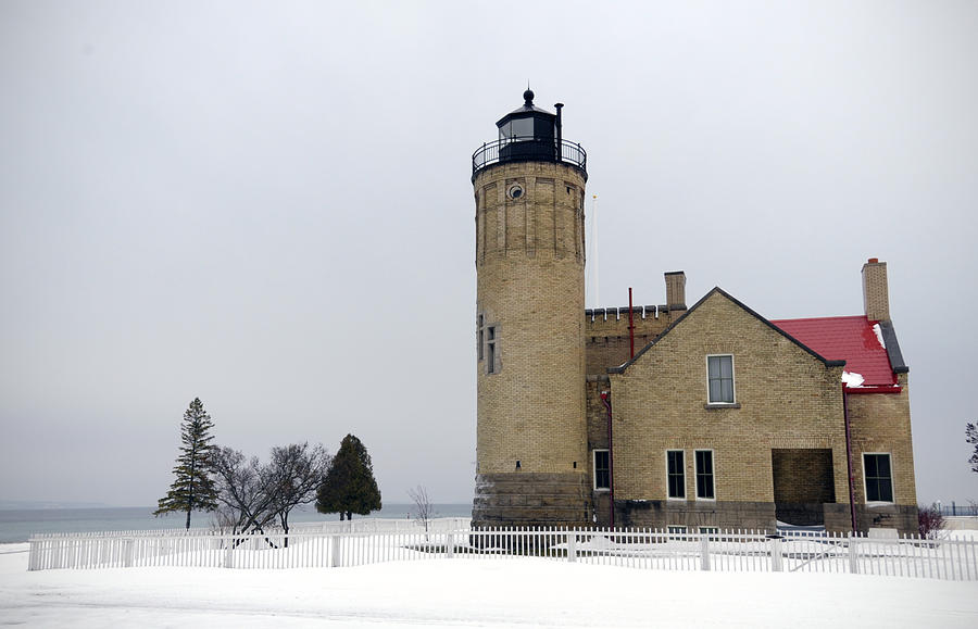 Mackinaw Lighthouse Winter #2 Photograph by David Arment