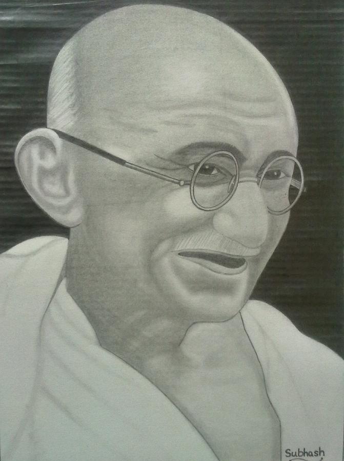 Mahatma Gandhi Drawing by Shivkumar Menon - Fine Art America
