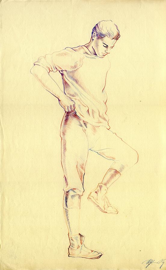 Male Figure Drawing #2 Drawing by Alfred Ng
