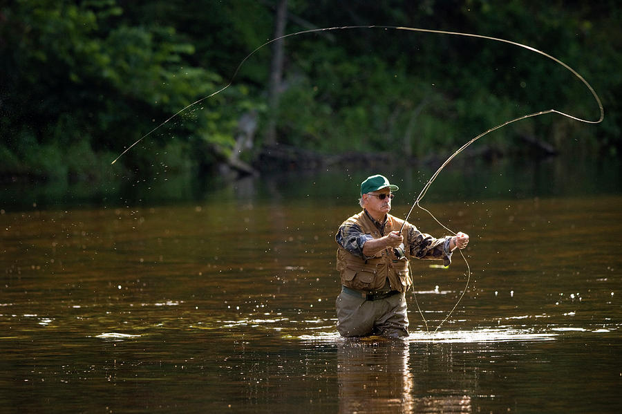 Man Fly Fishing Farmington River, Conn Shower Curtain