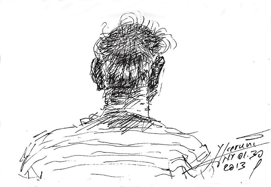 Sketch Drawing - Man Head #2 by Ylli Haruni