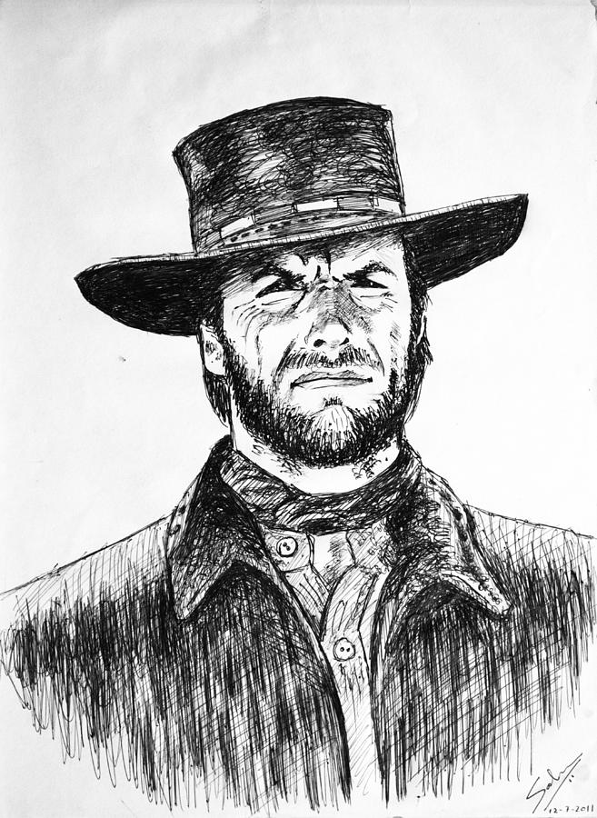 Clint Eastwood Drawing by Salman Ravish