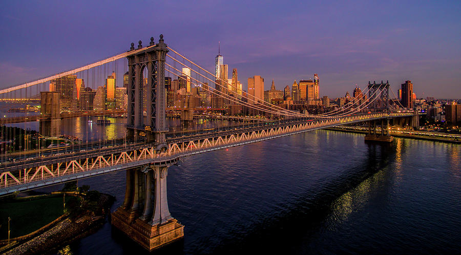Manhattan Bridge At Dawn, New York #2 Photograph by Panoramic Images