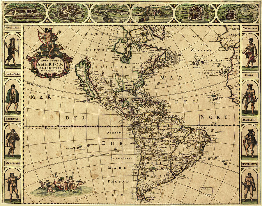 City Photograph - Map Of The Americas #2 by Library Of Congress, Geography And Map Division/science Photo Library