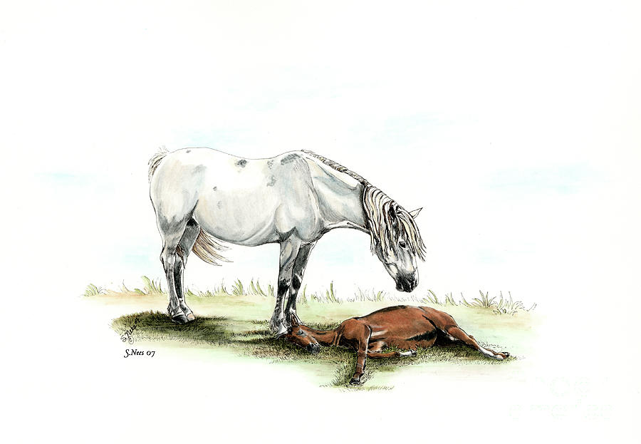 Mare and Foal Painting by Shari Nees