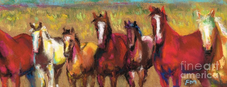 Mares and Foals Painting by Frances Marino