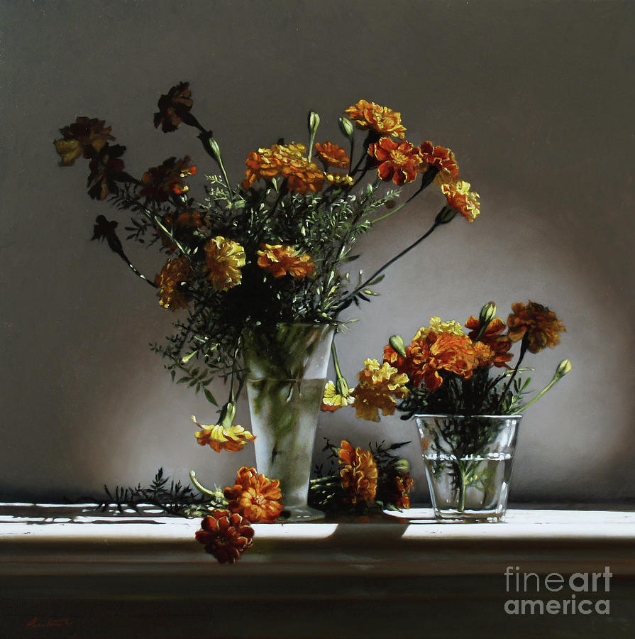 Marigolds  #2 Painting by Lawrence Preston