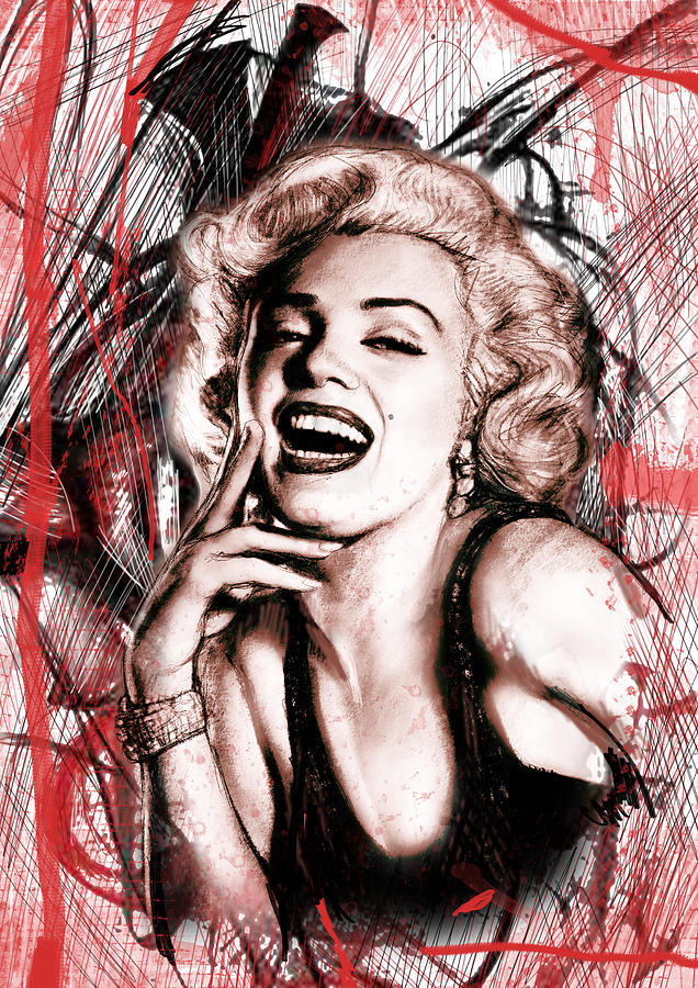 Portrait Drawing - Marilyn Monroe art long drawing sketch poster #2 by Kim Wang