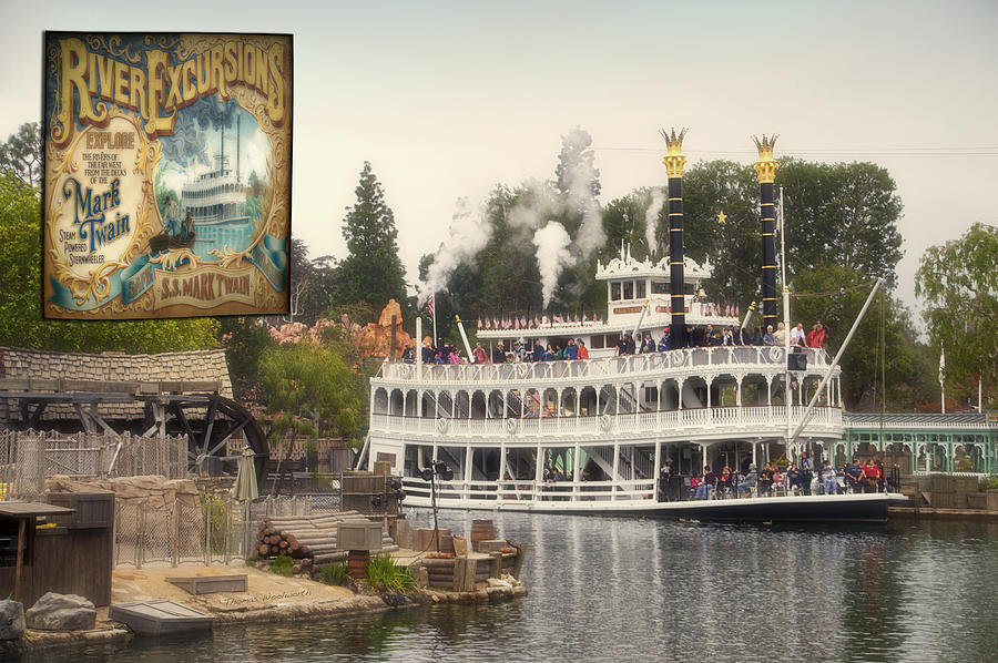 Anaheim Photograph - Mark Twain Riverboat Signage Frontierland Disneyland #2 by Thomas Woolworth