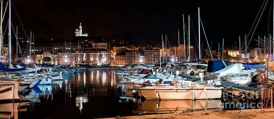 Marseille France panorama at night #2 Photograph by Michal Bednarek