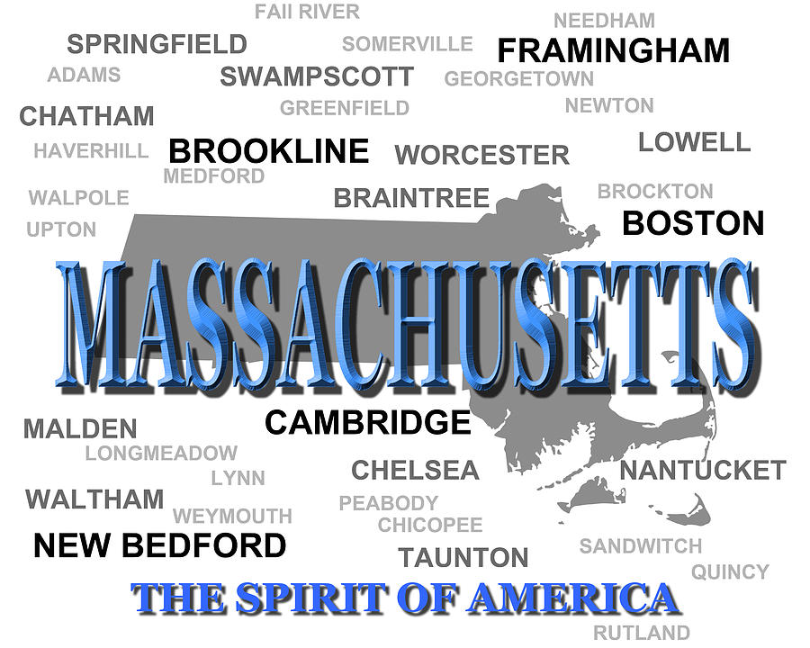 Massachusetts State Pride Map Silhouette  #2 Photograph by Keith Webber Jr