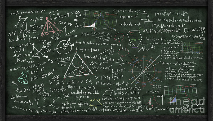 Maths Formula On Chalkboard #2 Digital Art by Setsiri Silapasuwanchai