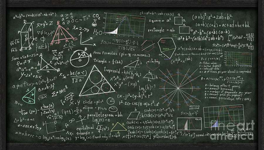 Pattern Digital Art - Maths Formula On Chalkboard #2 by Setsiri Silapasuwanchai