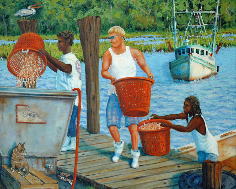 McClellanville Shrimpers #2 Painting by Dwain Ray